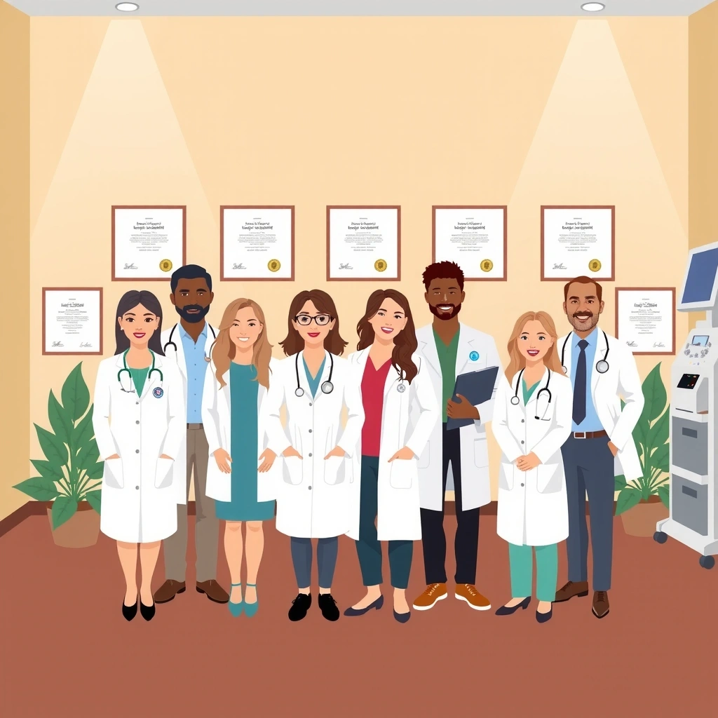 Certified fertility specialists in medical consultation room