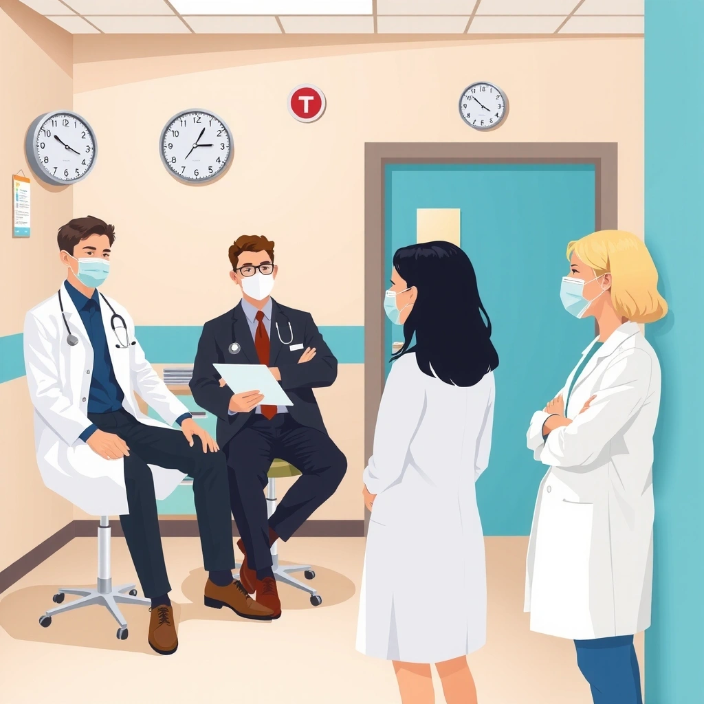 Medical professionals consulting with couple about fertility planning